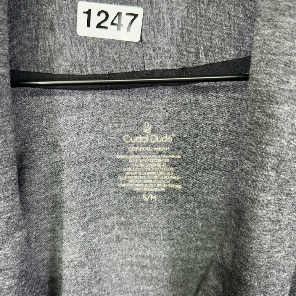 Cuddl Duds Charcoal Gray Open Front Long Sleeve Cardigan Size S/M - Picture 2 of 6